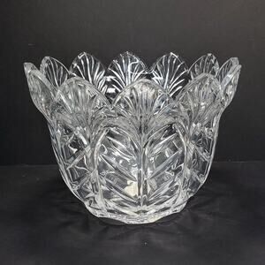 Vtg Czech Republic Portico Lead Crystal Decorative Glass Candy Dish Floral
